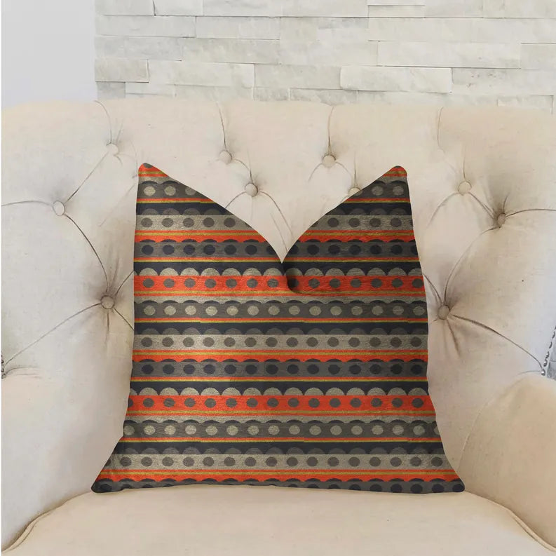 Plutus Story Circle Red, Blue and Gray Luxury Throw Pillow Plutus Brands