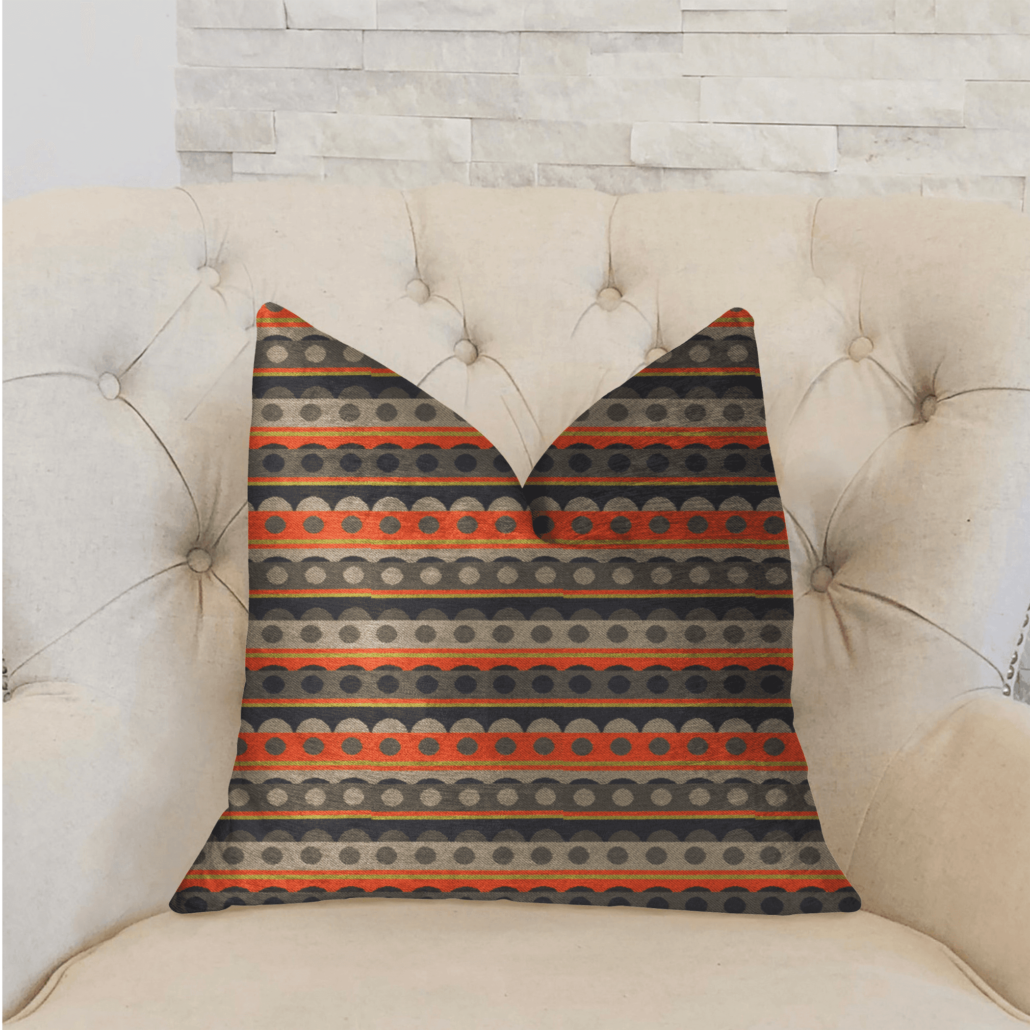Plutus Story Circle Red, Blue and Gray Luxury Throw Pillow Plutus Brands