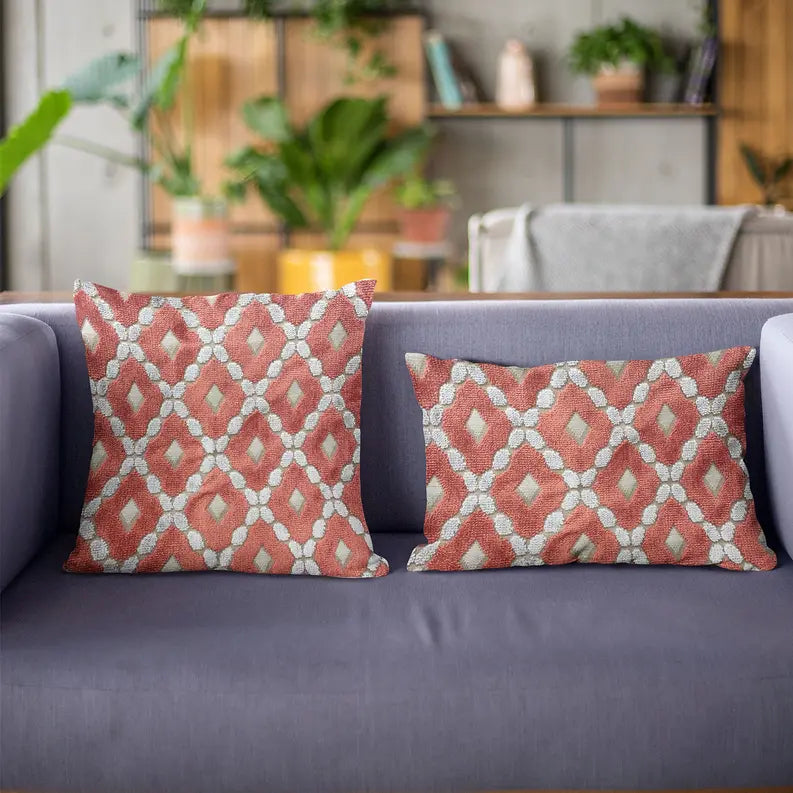 Plutus Velvet Majestic Red, Gray Handmade Luxury Pillow Plutus Brands