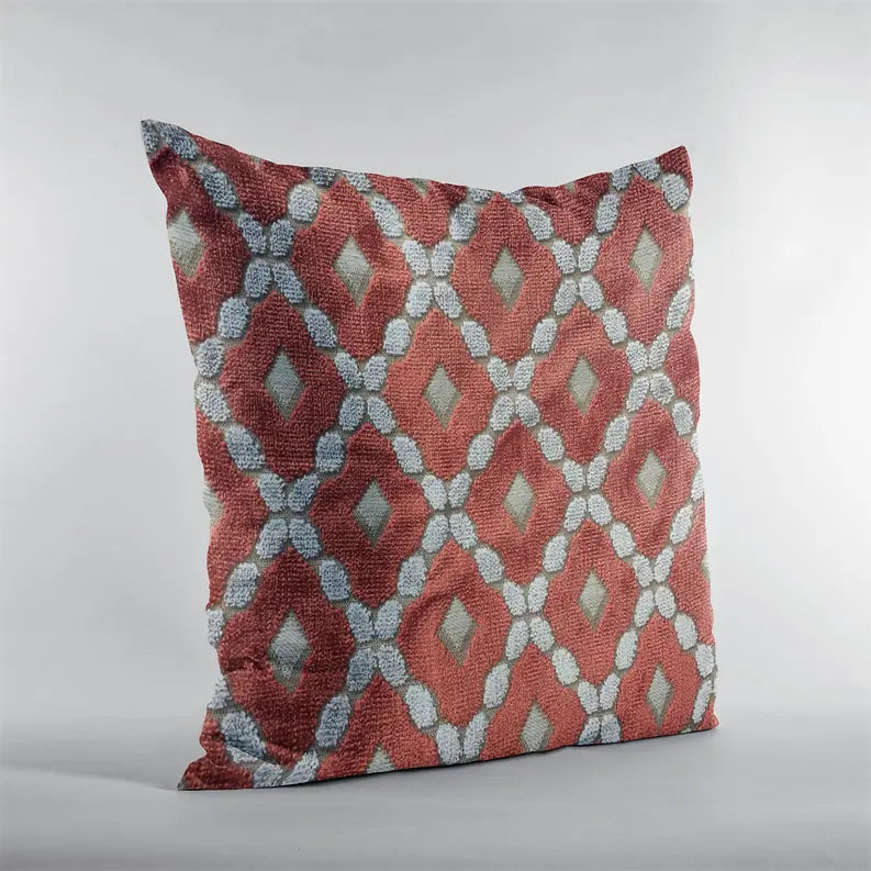 Plutus Velvet Majestic Red, Gray Handmade Luxury Pillow Plutus Brands