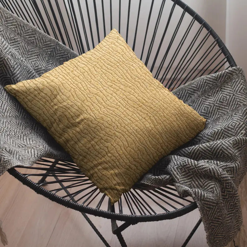 Plutus Yellow Desert Lines Luxury Throw Pillow Plutus Brands