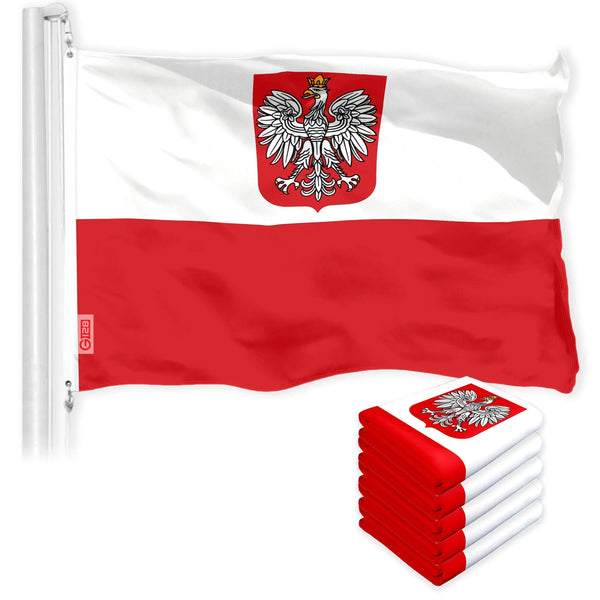 Poland Ensign Polish Flag 3x5 Ft 5-Pack 150D Printed Polyester By G128 G128
