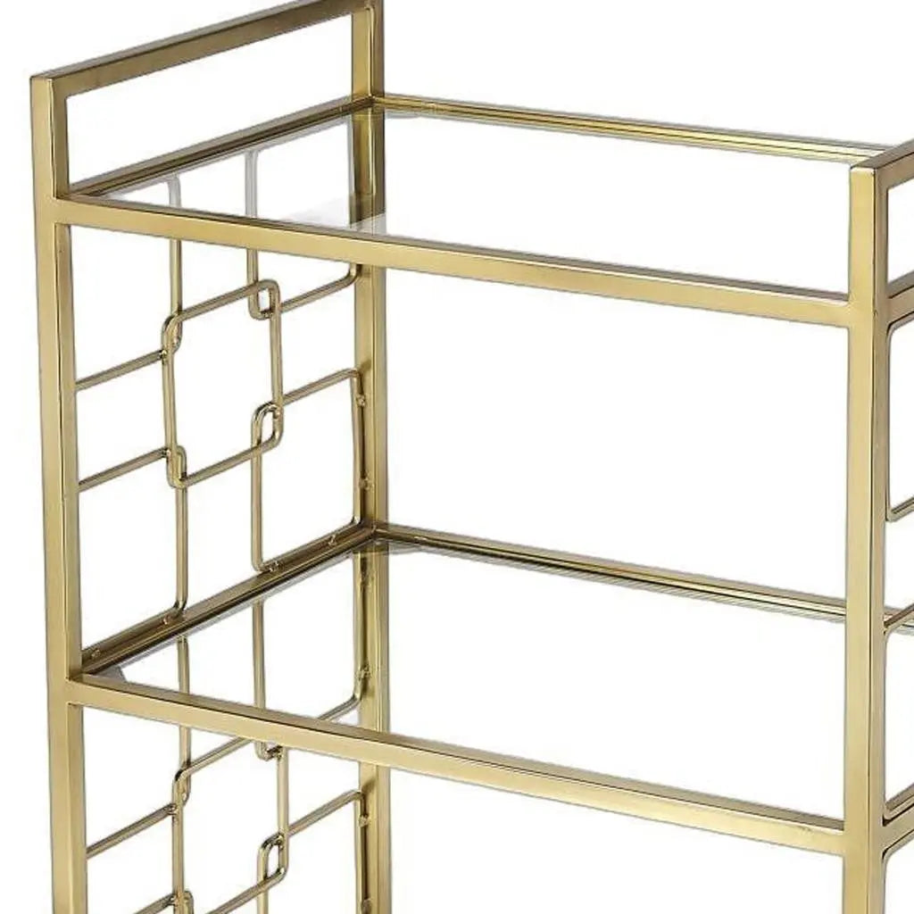 Polished Gold Bar Cart Homeroots Kitchen & Dining
