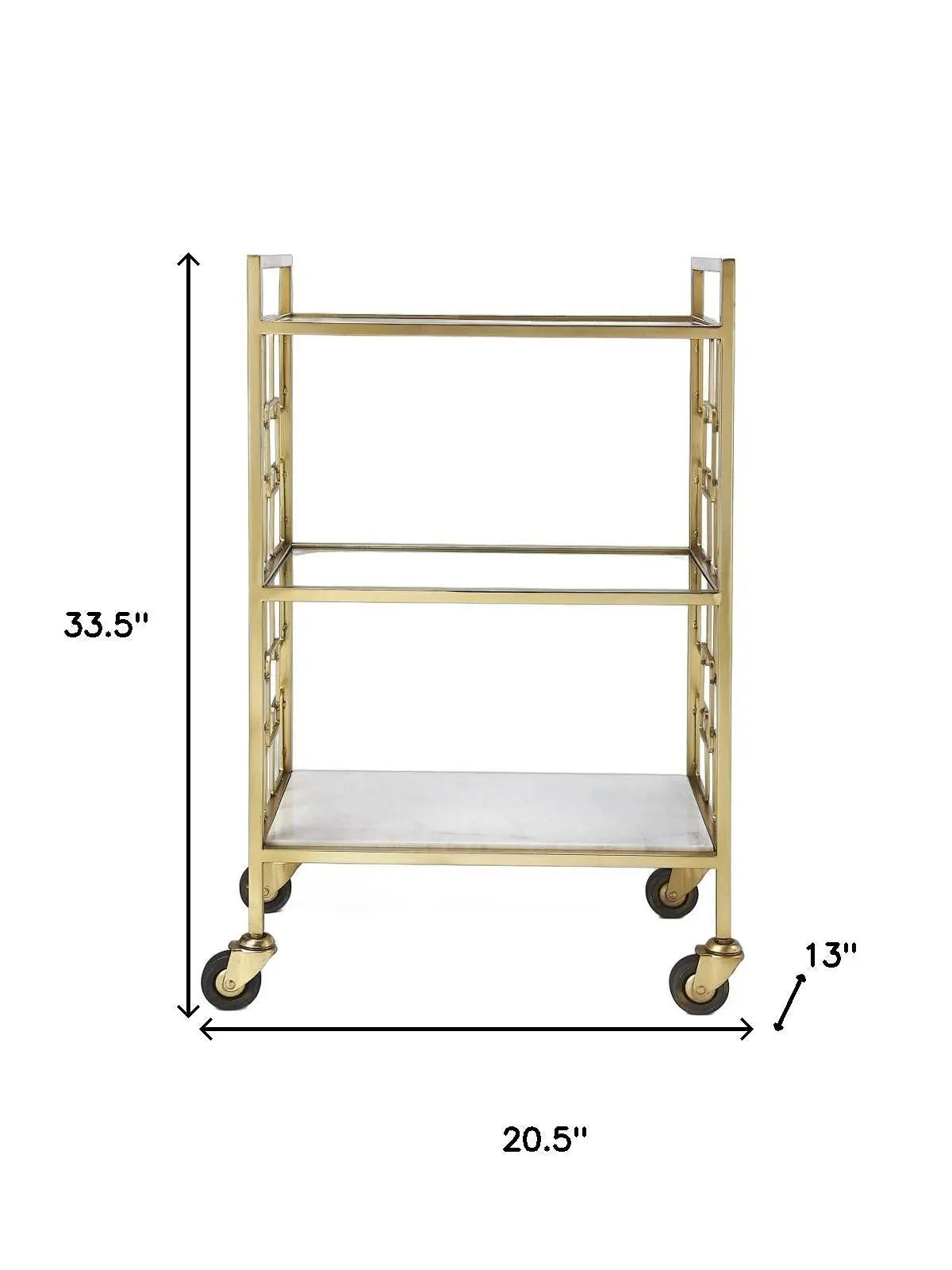 Polished Gold Bar Cart Homeroots Kitchen & Dining