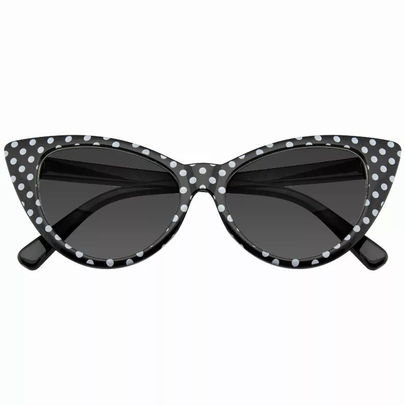Polka Dot Cat Eye Womens Fashion Mod Super Cat Sunglasses with  Case Sunglass Memphis