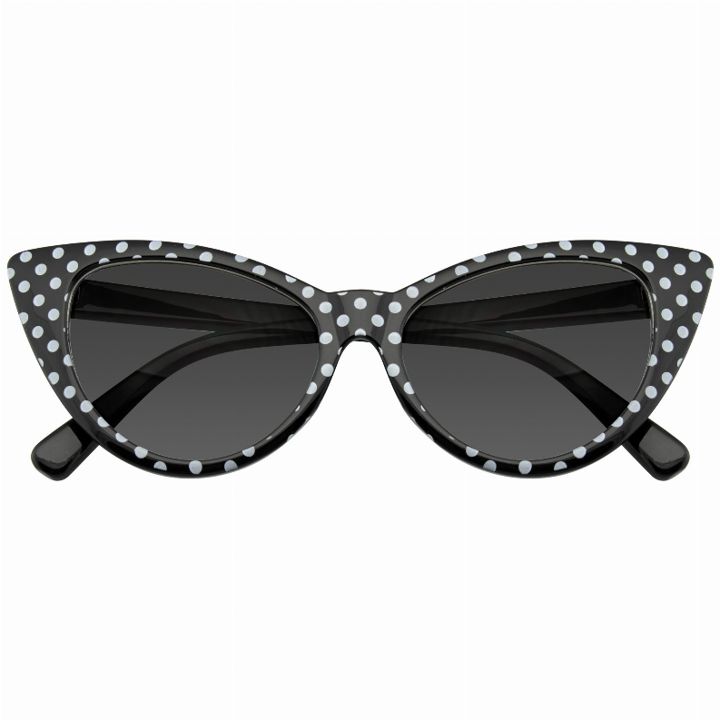 Polka Dot Cat Eye Womens Fashion Mod Super Cat Sunglasses with  Case Sunglass Memphis