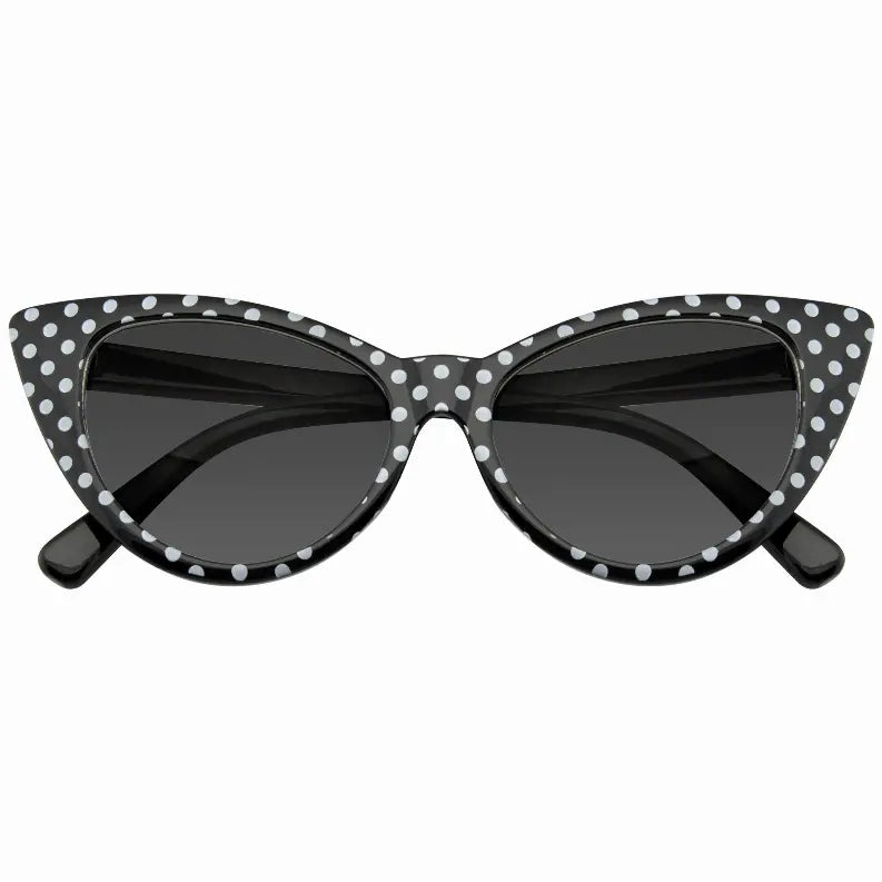 Polka Dot Cat Eye Womens Fashion Mod Super Cat Sunglasses with  Case Sunglass Memphis