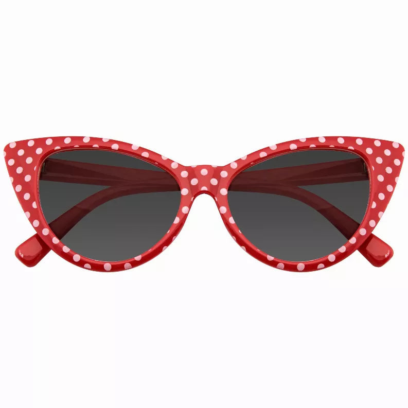 Polka Dot Cat Eye Womens Fashion Mod Super Cat Sunglasses with  Case Sunglass Memphis