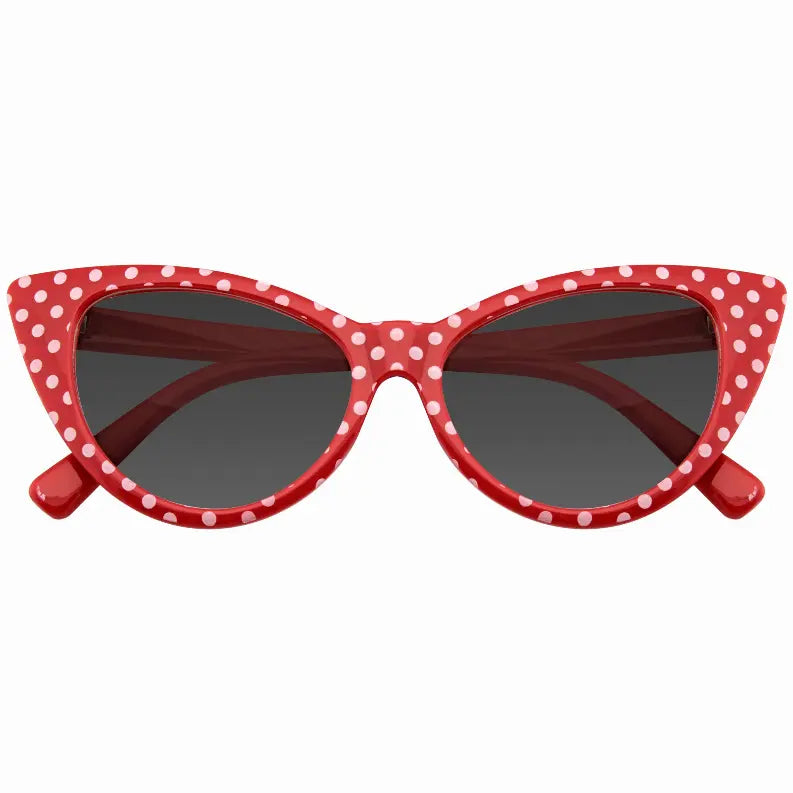 Polka Dot Cat Eye Womens Fashion Mod Super Cat Sunglasses with  Case Sunglass Memphis