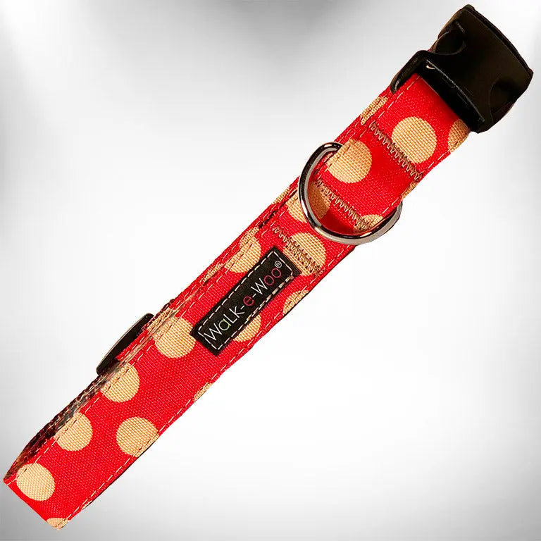 Polka Dot Dog - Tan Dots Collars Walk-e-Woo