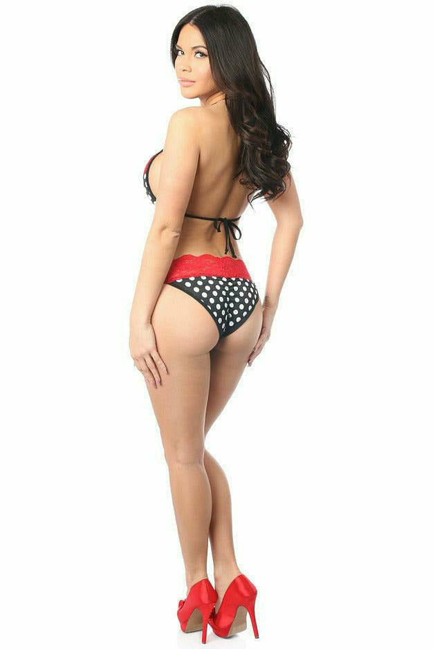 Polka Dot Pucker Back Bikini with Lace Trim Daisy Corsets