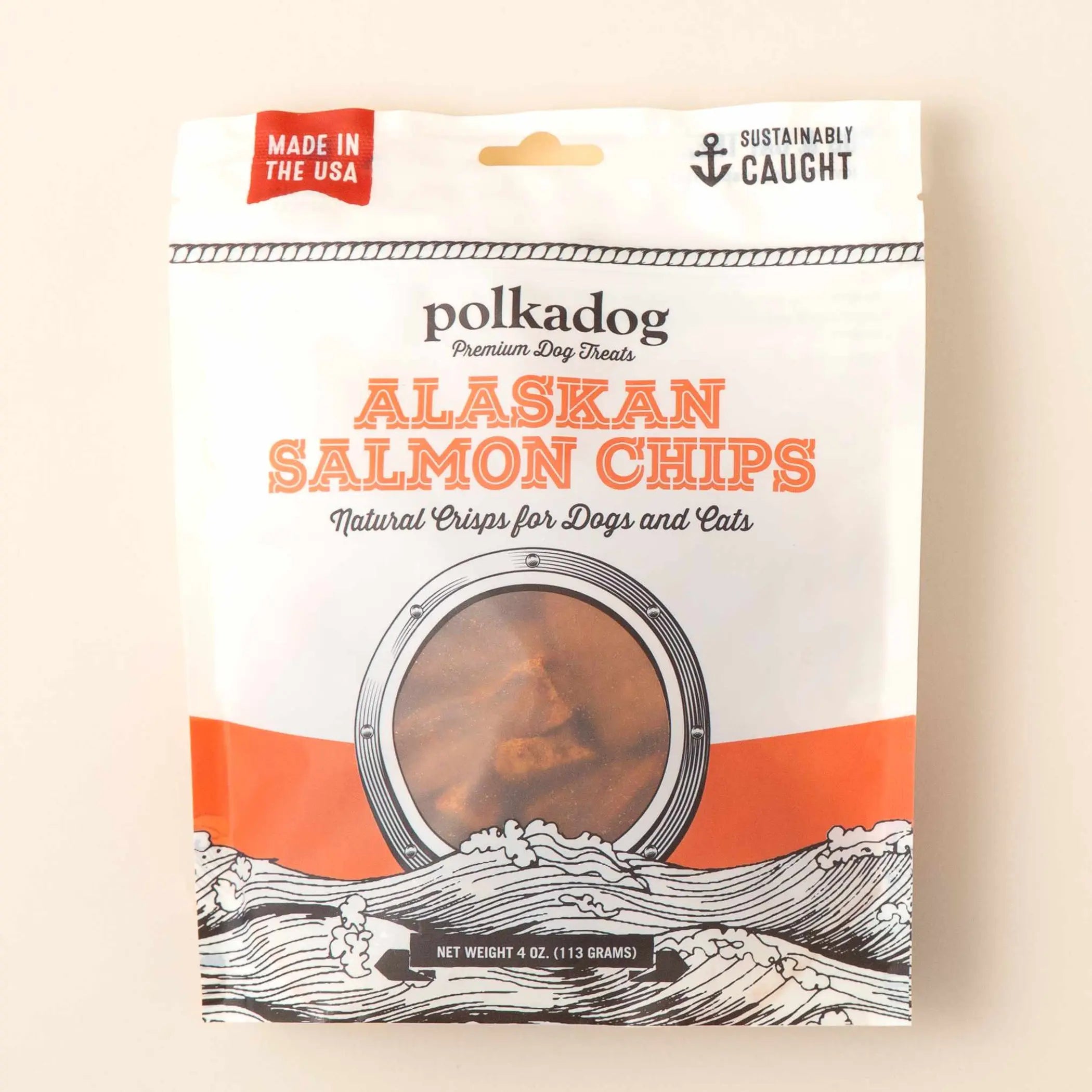 Polkadog Alaskan Salmon Chips Dog and Cat Treats 4oz Polkadog