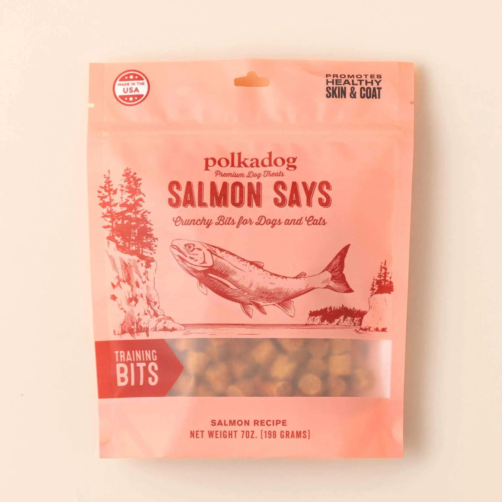 Polkadog Salmon Says Training Bits Crunchy Dog and Cat Treats Polkadog
