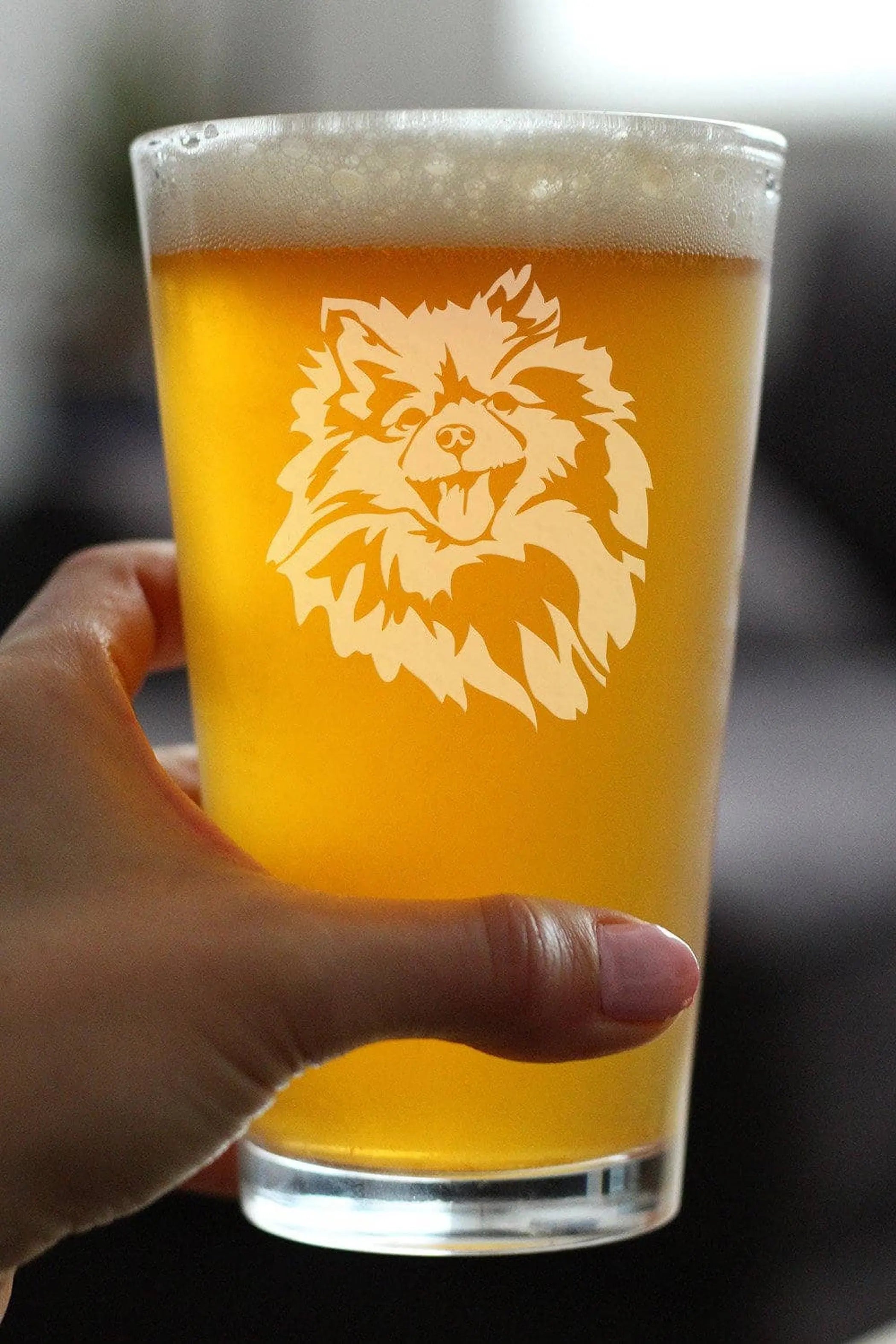 Pomeranian Face Pint Glass for Beer - Pomeranian Gifts Bevvee