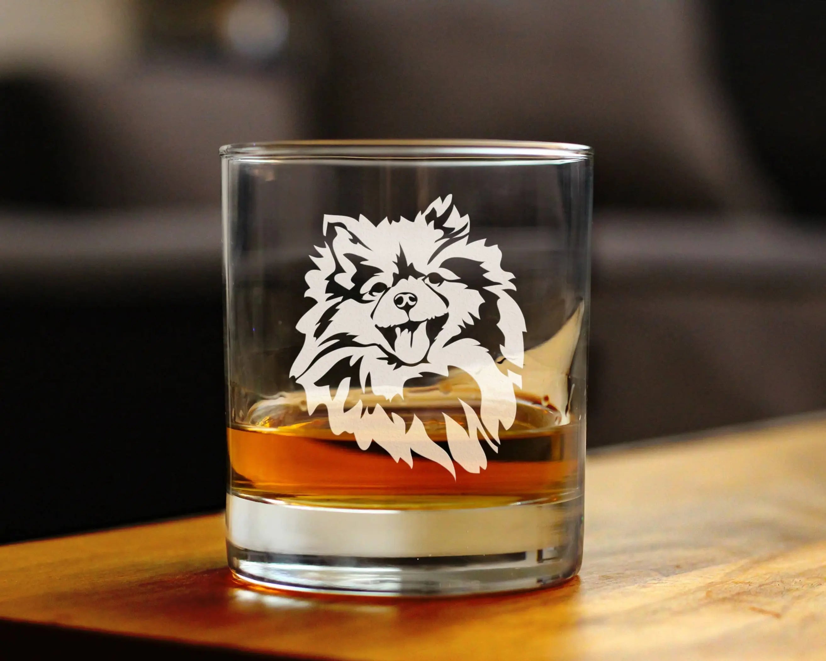 Pomeranian Face Whiskey Rocks Glass - Pomeranian Gifts Bevvee