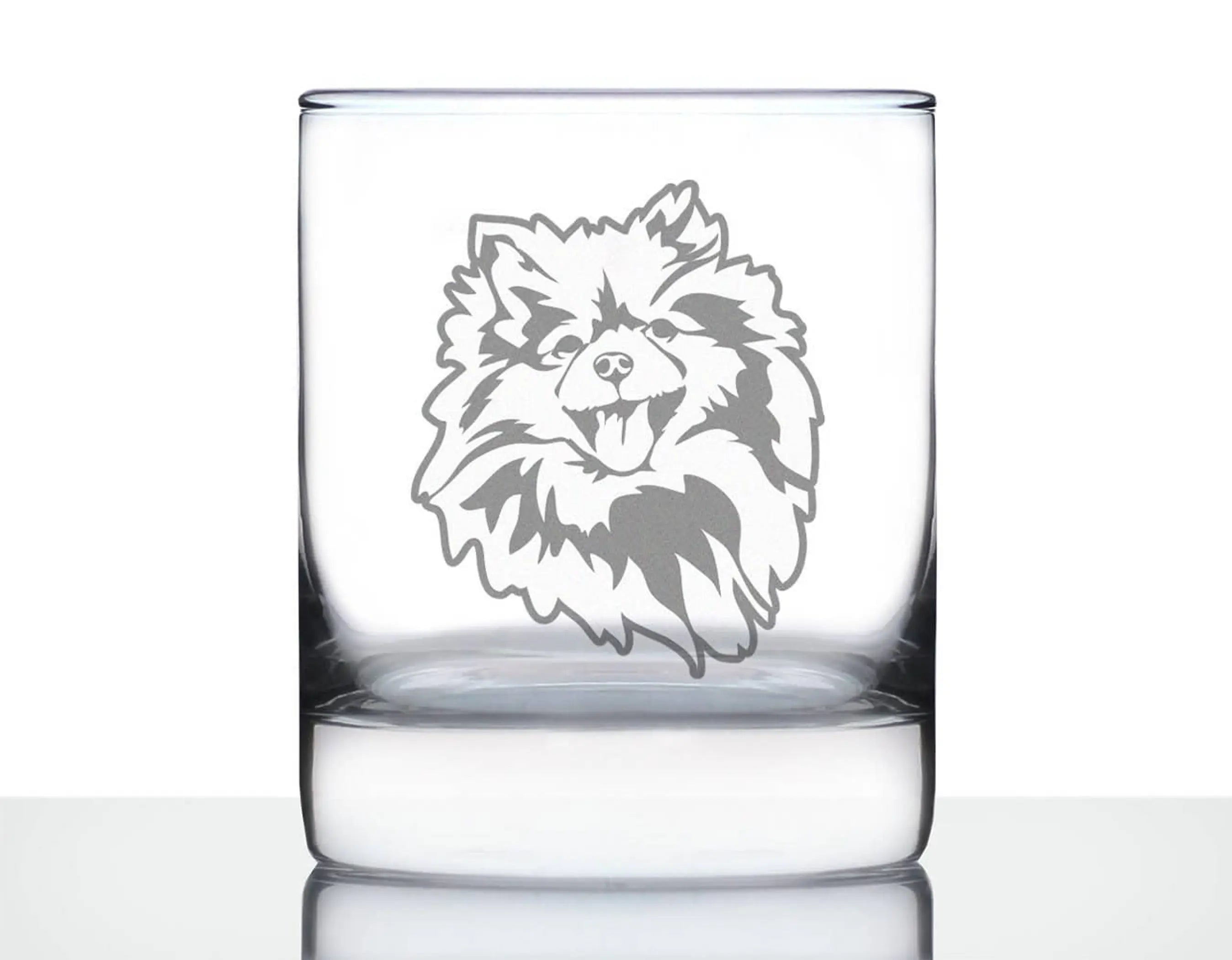 Pomeranian Face Whiskey Rocks Glass - Pomeranian Gifts Bevvee