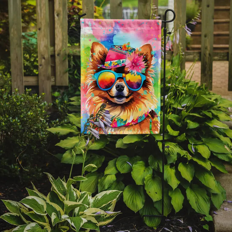 Pomeranian Hippie Dawg Garden Flag Caroline's Treasures