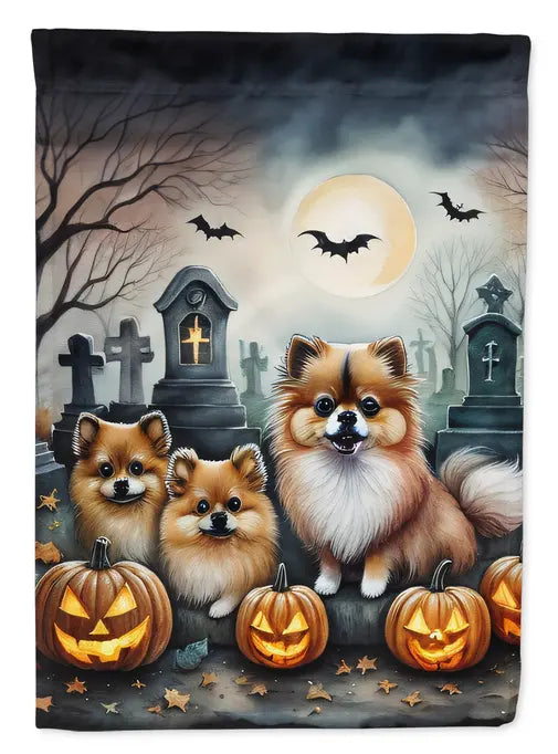 Pomeranian Spooky Halloween Garden Flag Caroline's Treasures