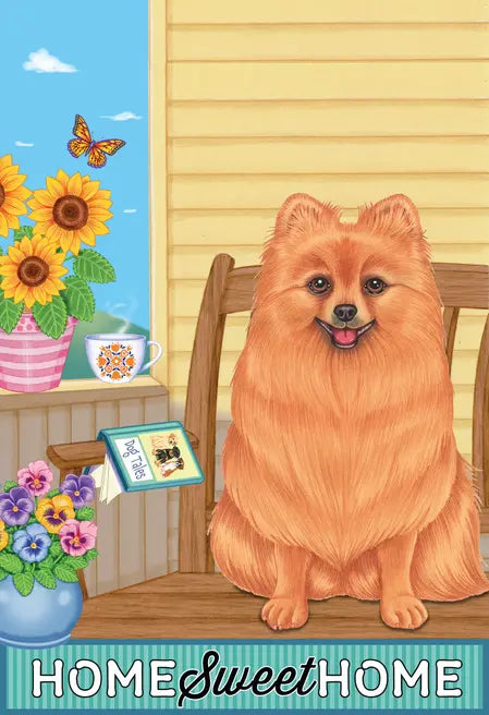 Pomeranian - Tomoyo Pitcher Home Sweet Home Garden Flag Best of Breed