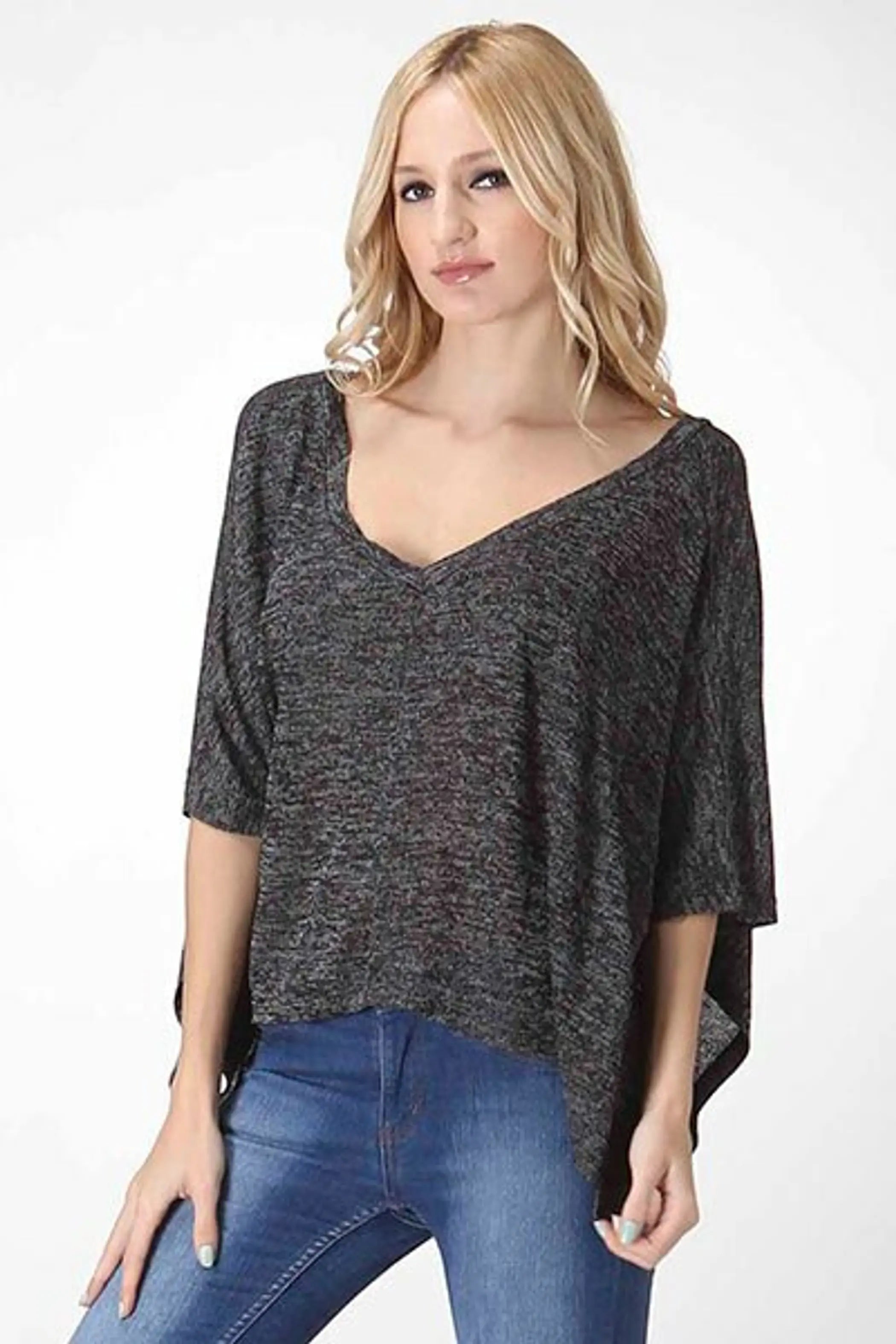 Poncho Style Top Black SurelyMine