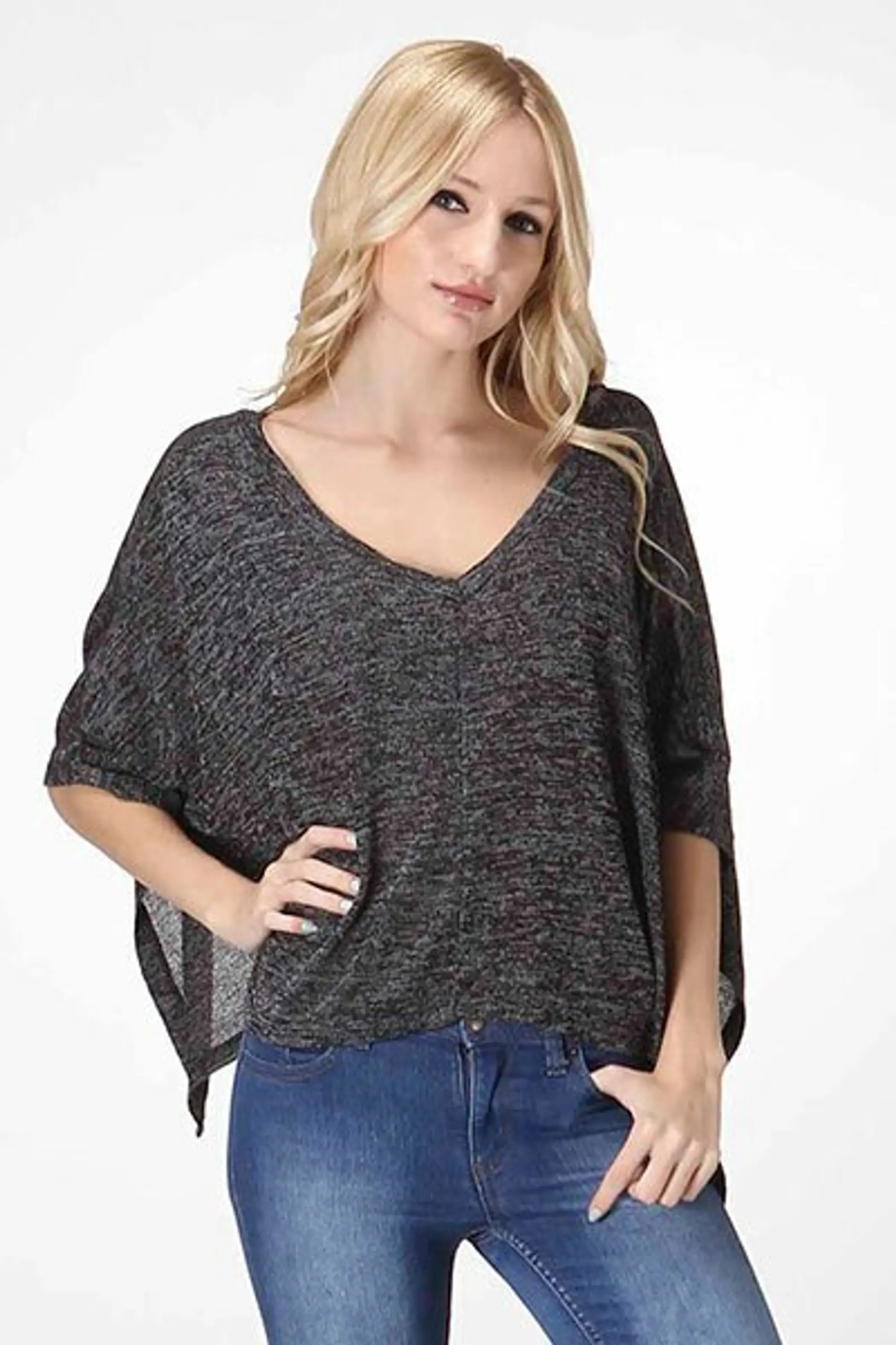 Poncho Style Top Black SurelyMine