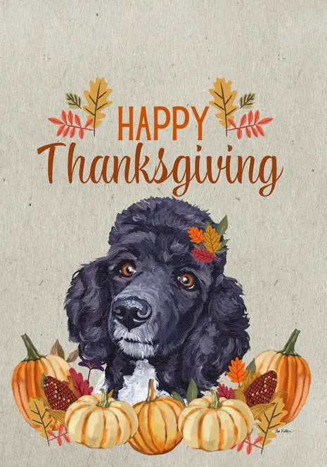 Poodle Black - Hippie Hound Studio Best of Breed Thanksgiving House and Garden Flag Best of Breed