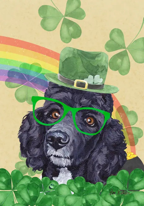 Poodle Black - Hippie Hound Studios Saint Patricks Day  House and Garden Flags Best of Breed
