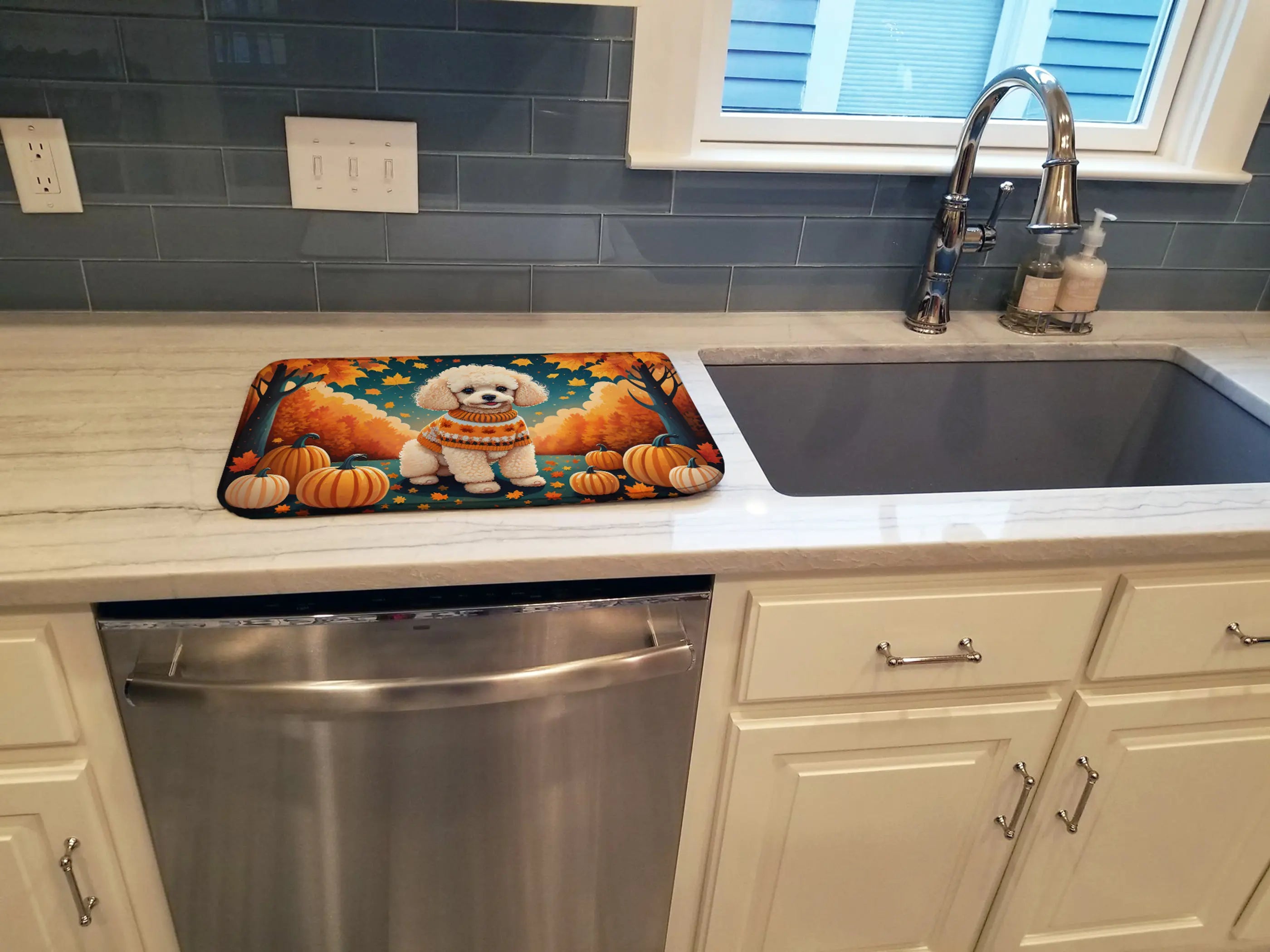 Poodle Fall Dish Drying Mat Caroline's Treasures