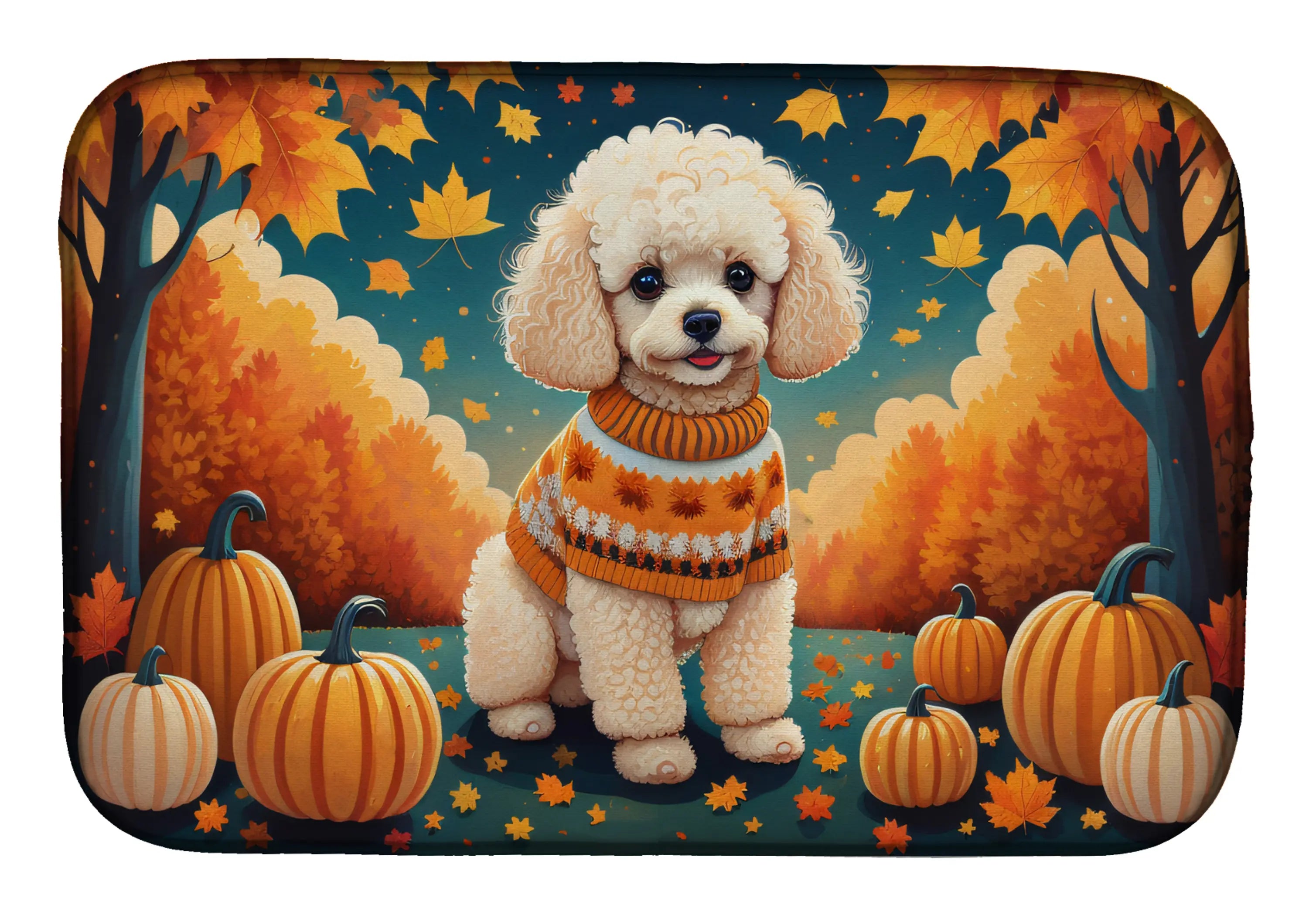 Poodle Fall Dish Drying Mat Caroline's Treasures