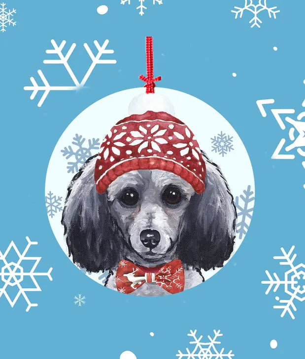 Poodle Grey -   Hippie Hound Studios Christmas Tree Ornament Best of Breed