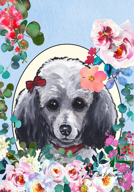 Poodle Grey - Hippie Hound Studios Spring  House and Garden Flags Best of Breed