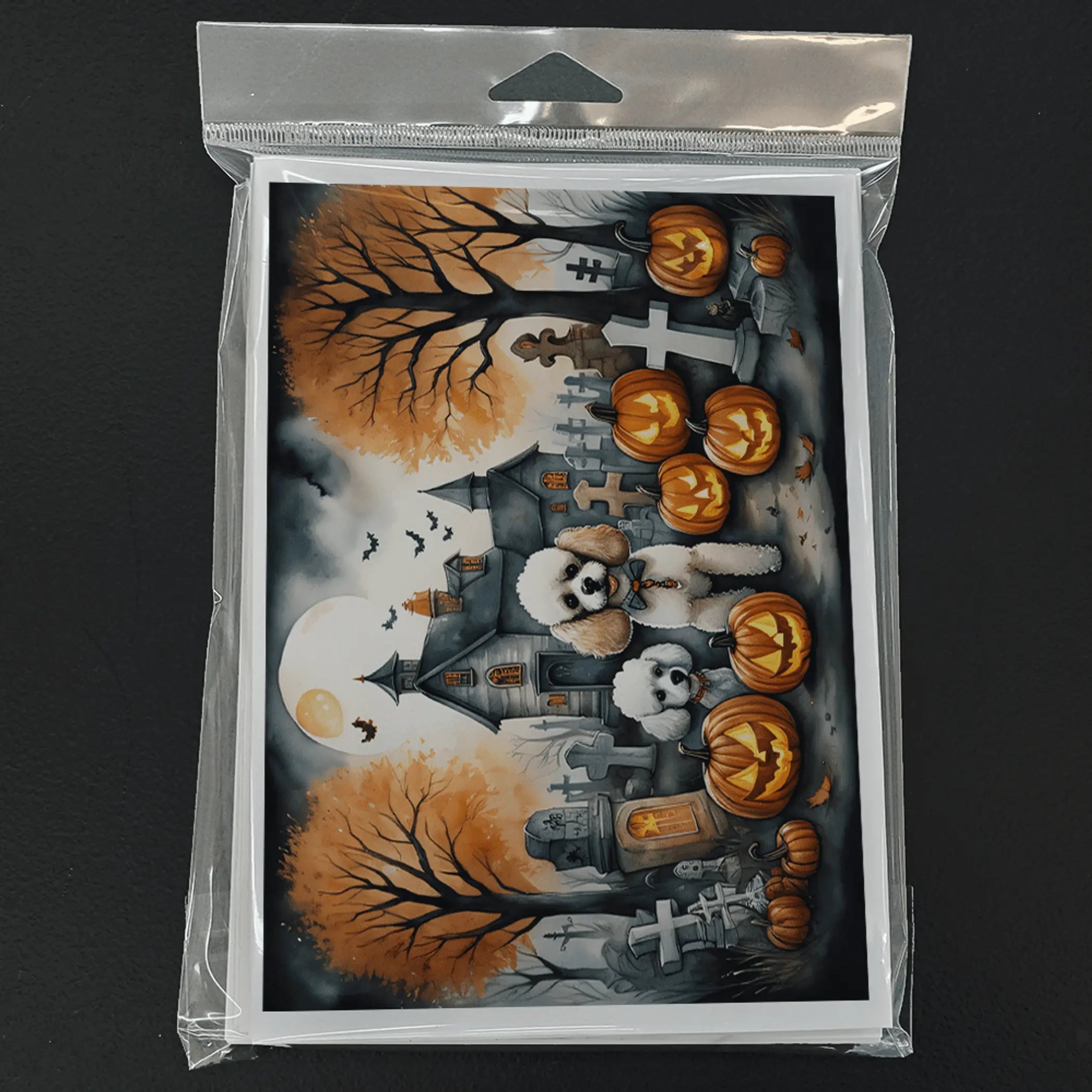 Poodle Spooky Halloween Greeting Cards Pack of 8 Caroline's Treasures