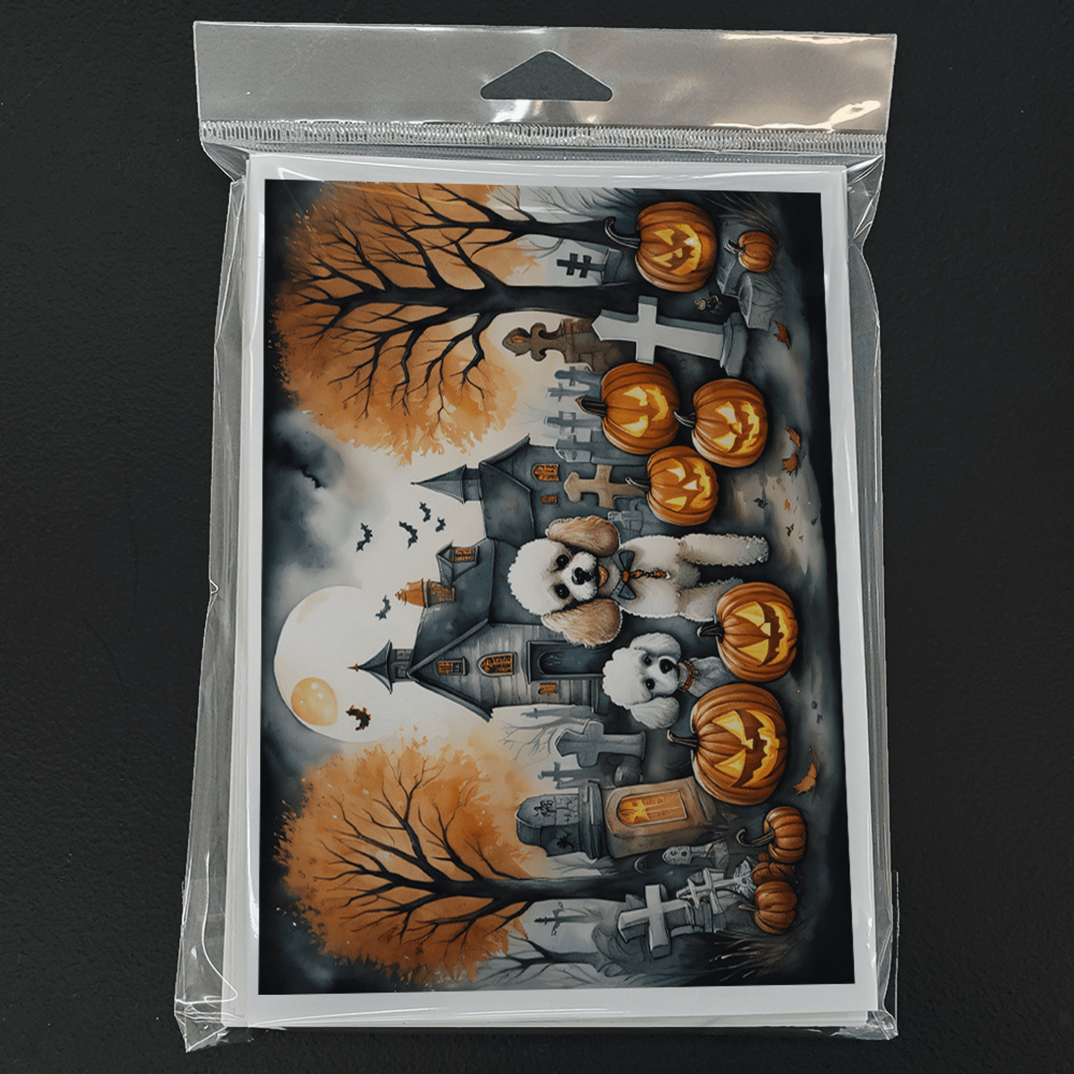 Poodle Spooky Halloween Greeting Cards Pack of 8 Caroline's Treasures