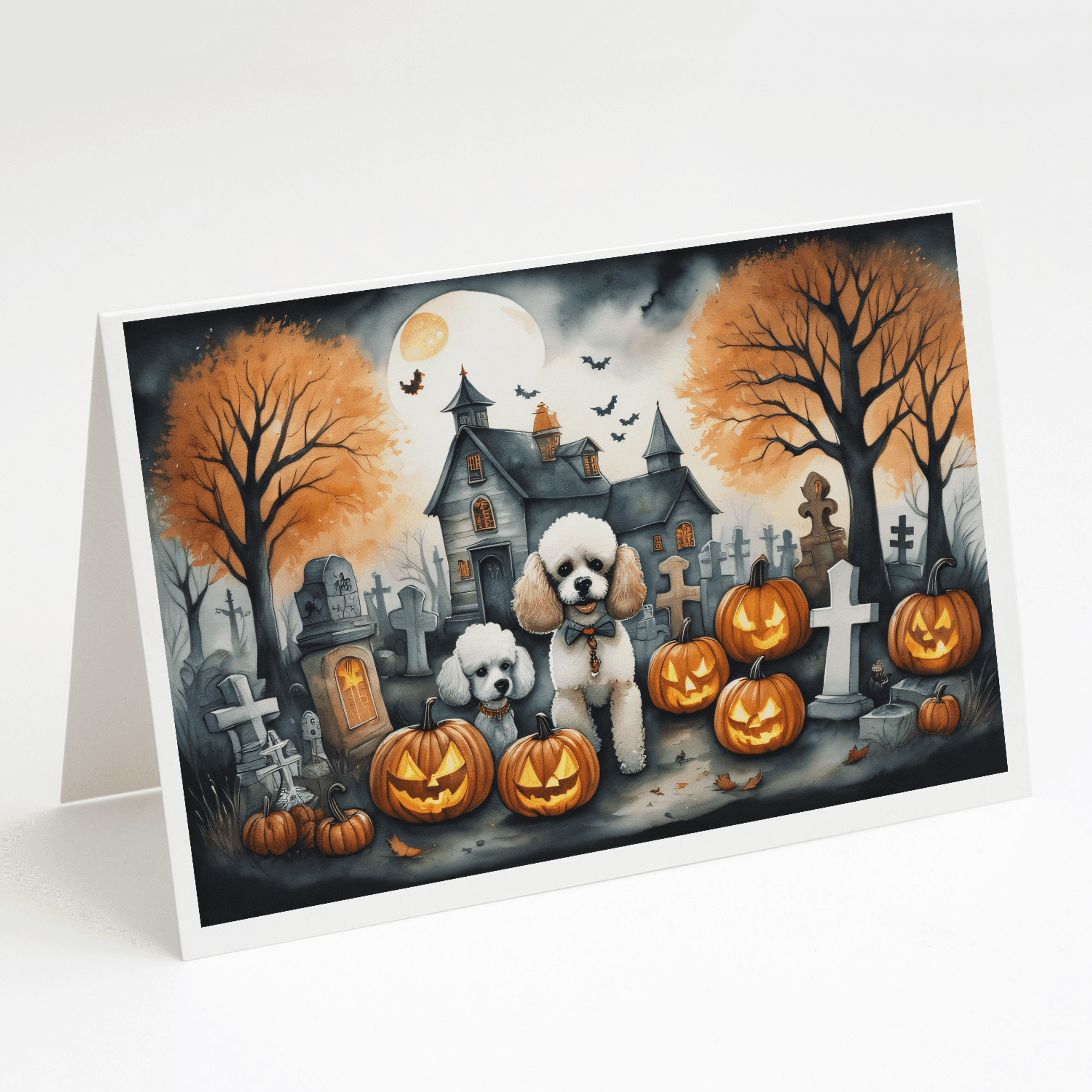 Poodle Spooky Halloween Greeting Cards Pack of 8 Caroline's Treasures