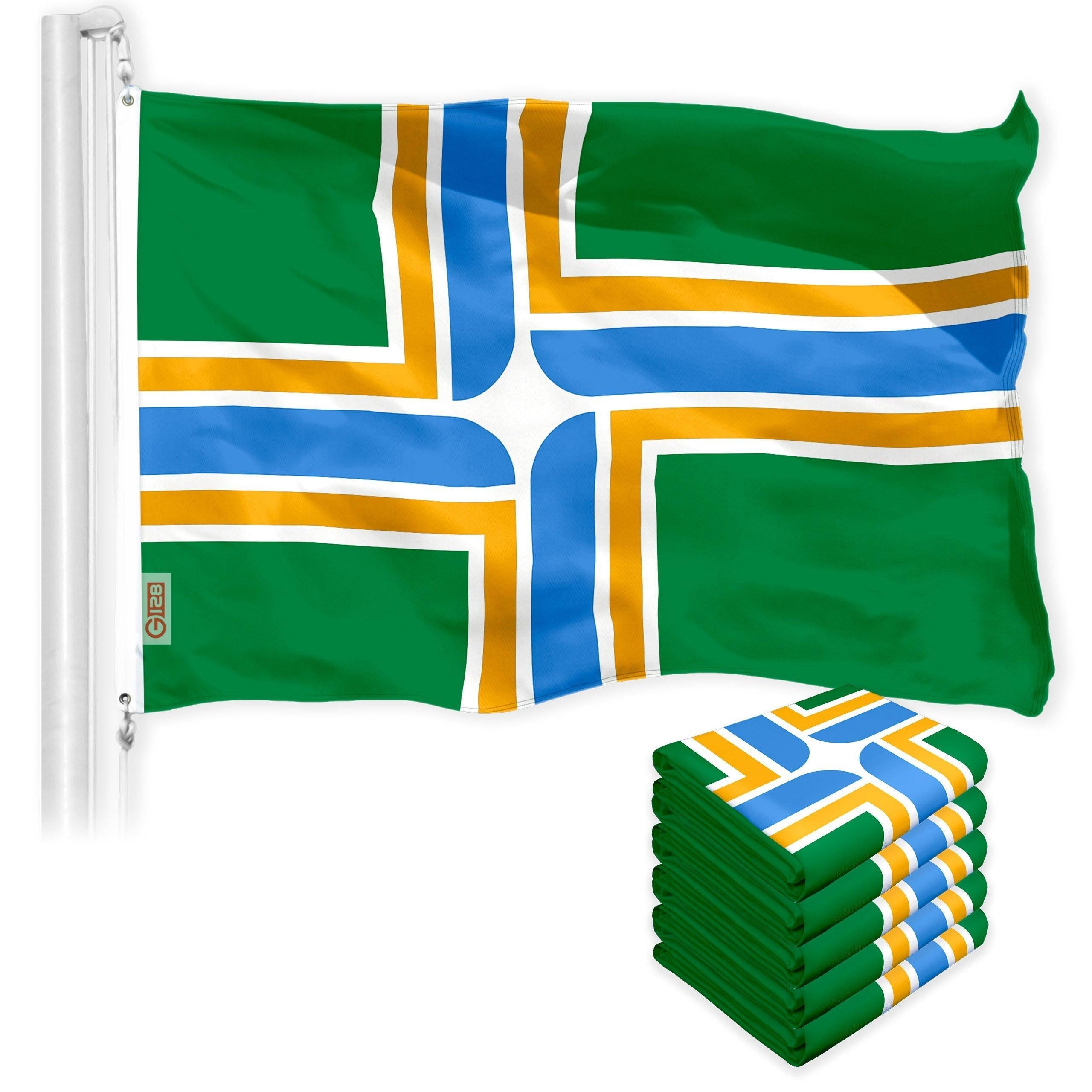 Portland City Flag 3x5 Ft 5-Pack 150D Printed Polyester By G128 G128