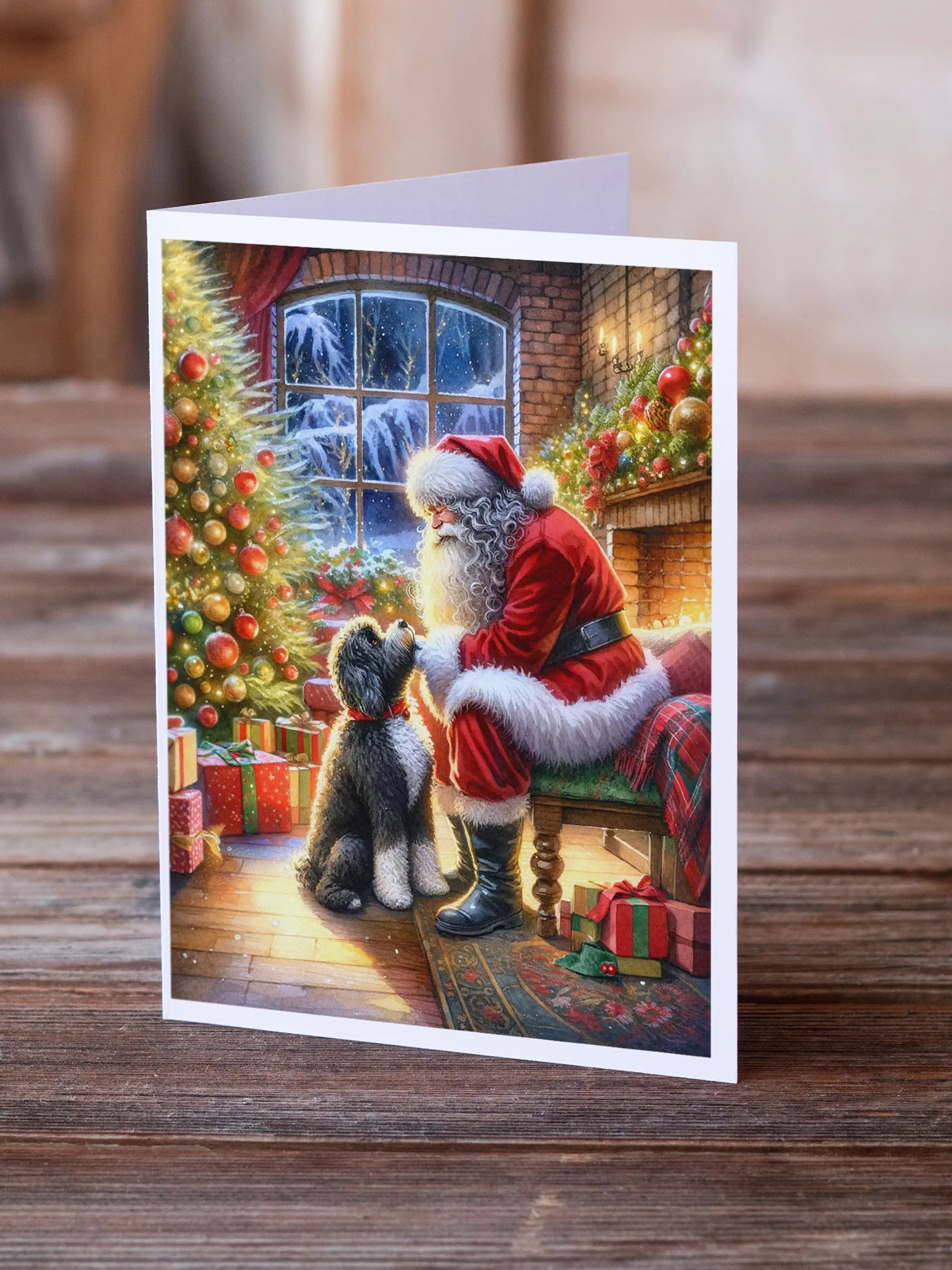 Portuguese Water Dog and Santa Claus Greeting Cards Pack of 8 Caroline's Treasures