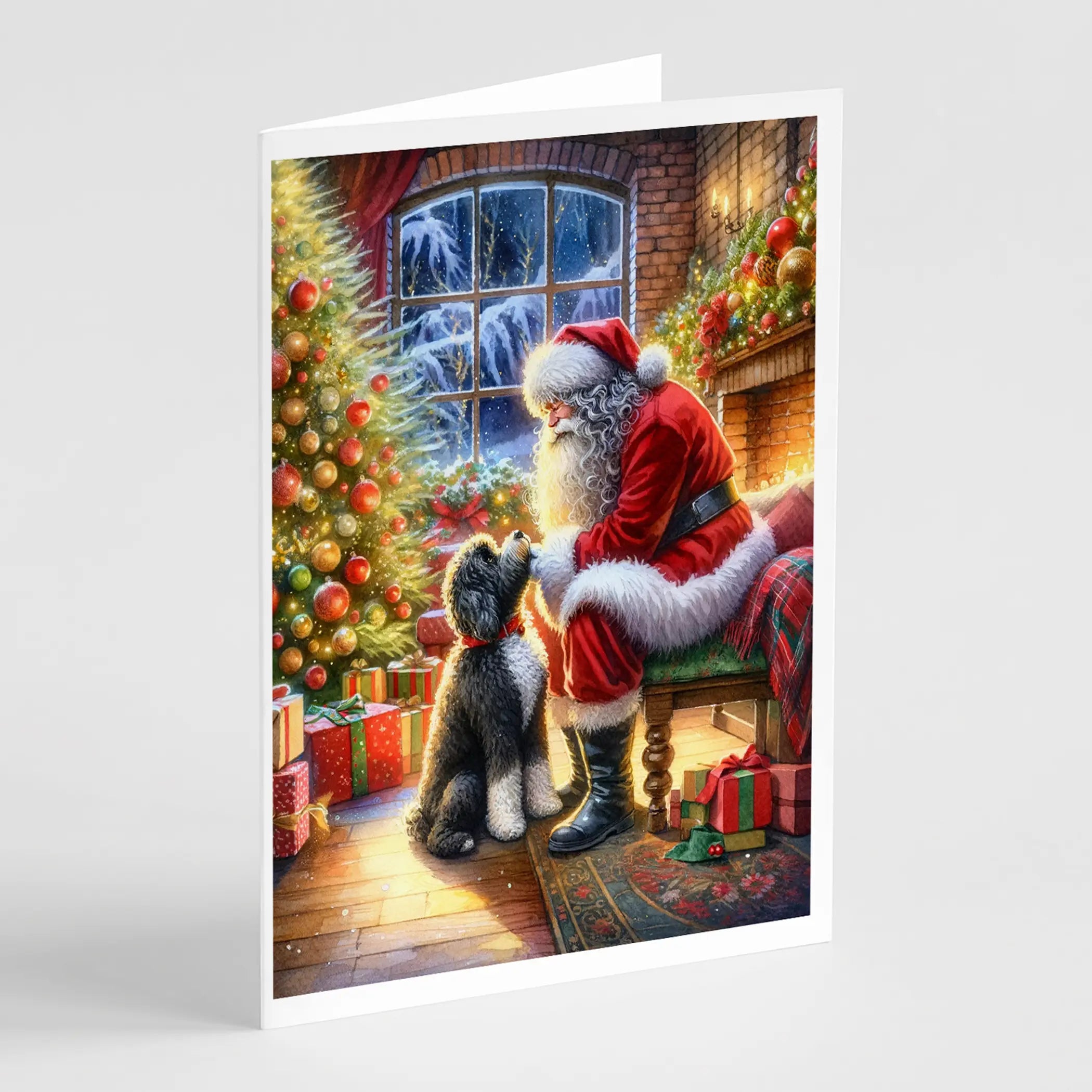 Portuguese Water Dog and Santa Claus Greeting Cards Pack of 8 Caroline's Treasures