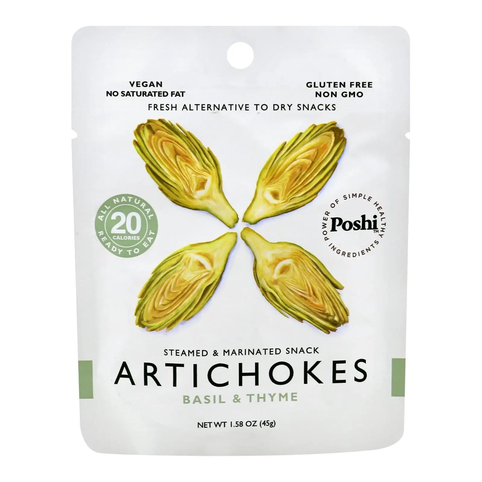 Poshi - Snack Artichokes Mrntd Veg - Case Of 10 - 1.58 Oz Poshi