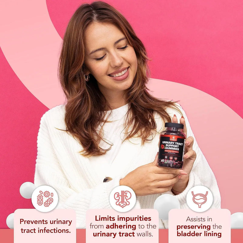 Potent Cranberry Gummies 1500mg with D Mannose   Urinary Tract Health for Women & Men Urinary Flush & Bladder Fast Acting Support Supplements with Hibiscus Powder 180 Count Vitamized