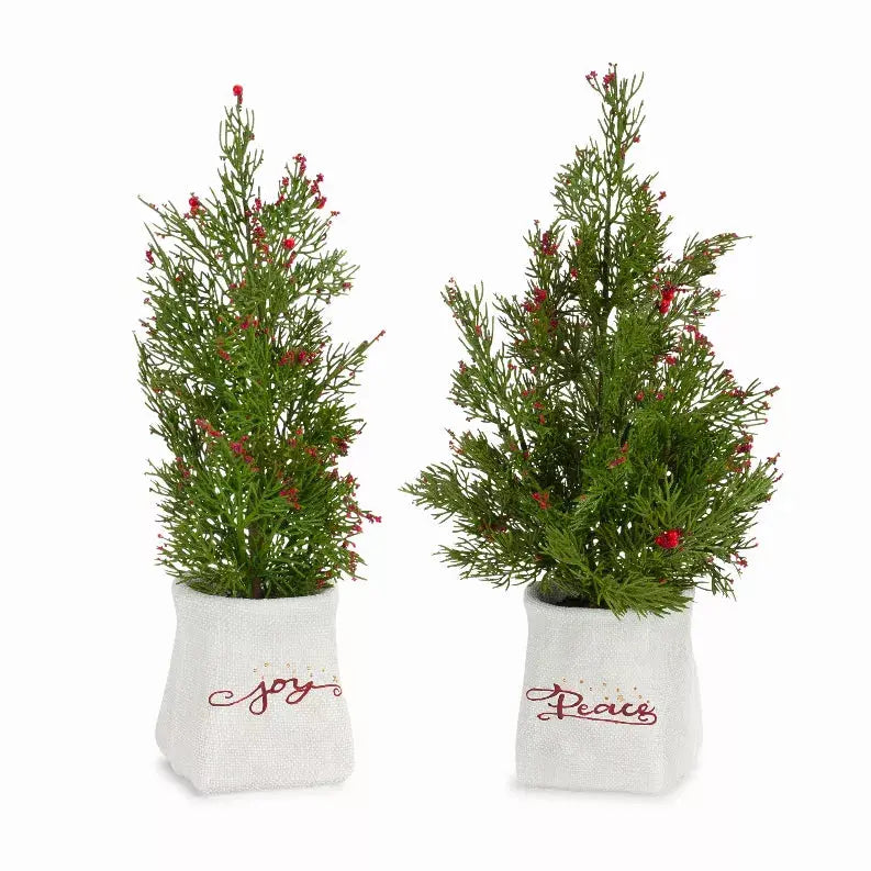 Potted Tree (Set of 2) 14.25"H, 16.5"H Plastic Melrose Intl.