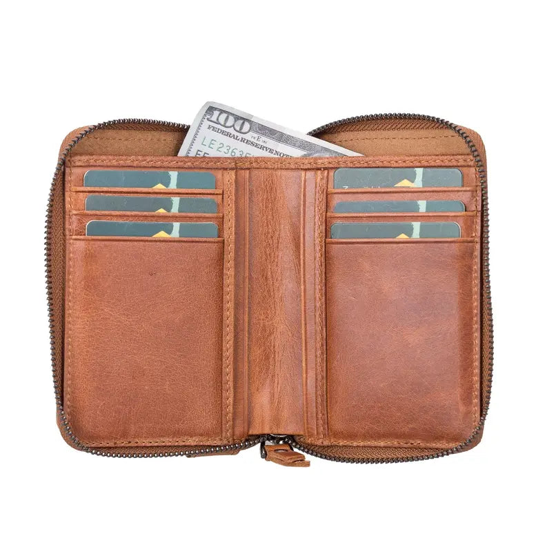 Powell Handmade Unisex Leather Wallet with Zippered Compartment Toronata