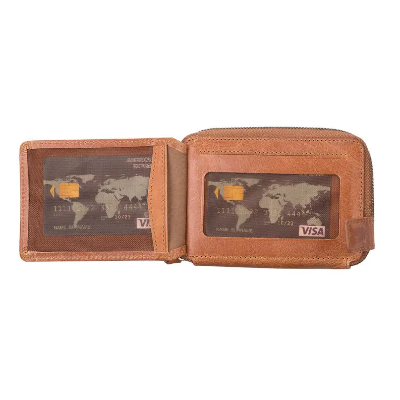 Powell Handmade Unisex Leather Wallet with Zippered Compartment Toronata