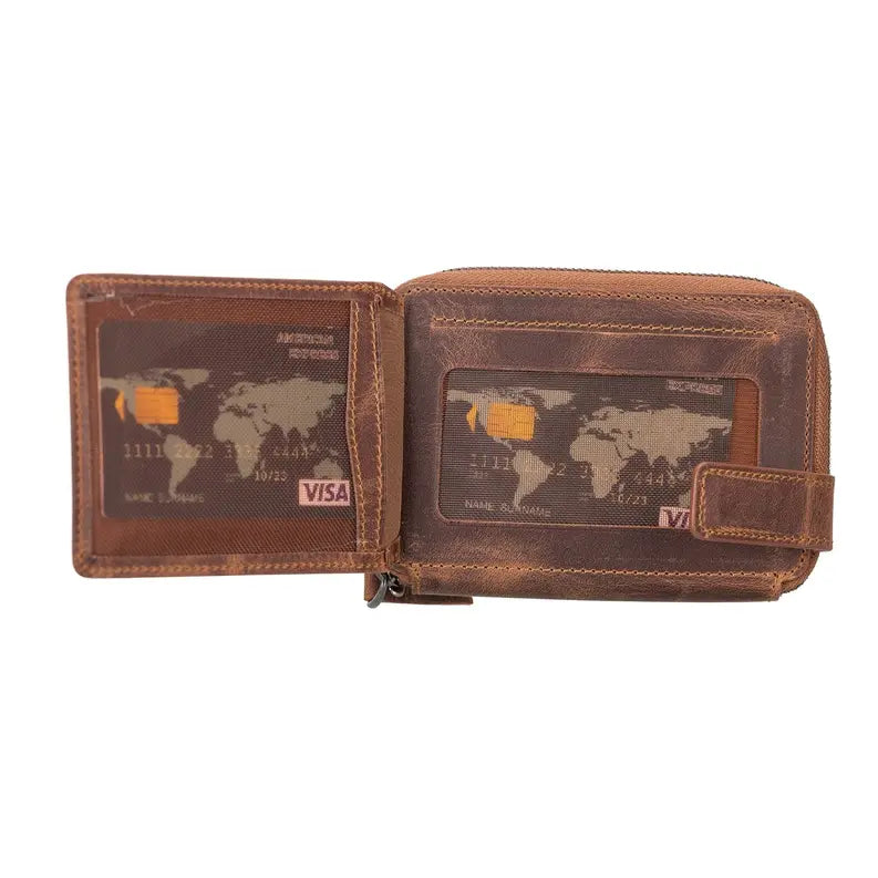 Powell Handmade Unisex Leather Wallet with Zippered Compartment Toronata