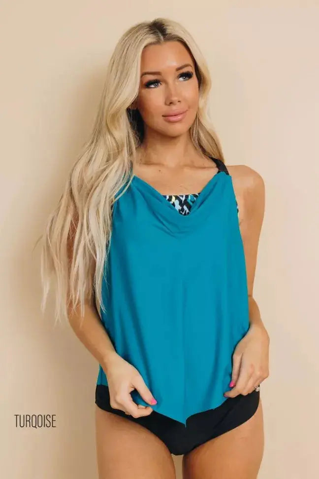 Power Moves Cowl Neck Tankini Stay Warm in Style