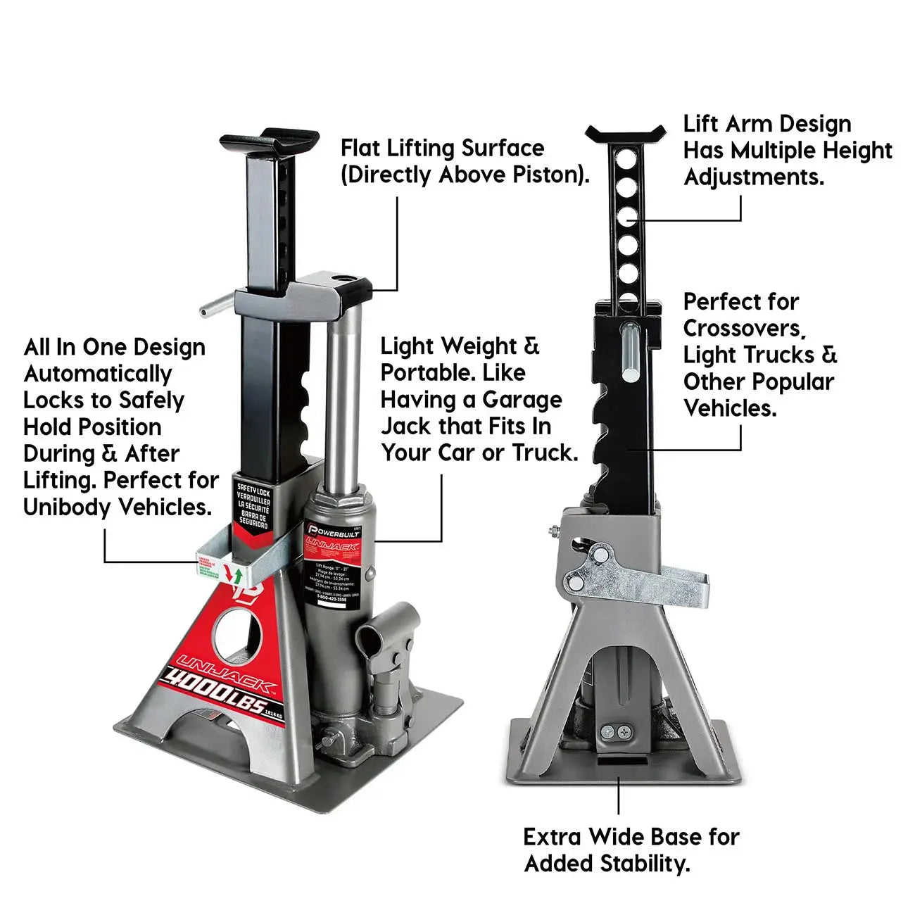 Powerbuilt 2-ton Unijack Combination Hydraulic Bottle Jack & Jackstand In One POWERBUILT