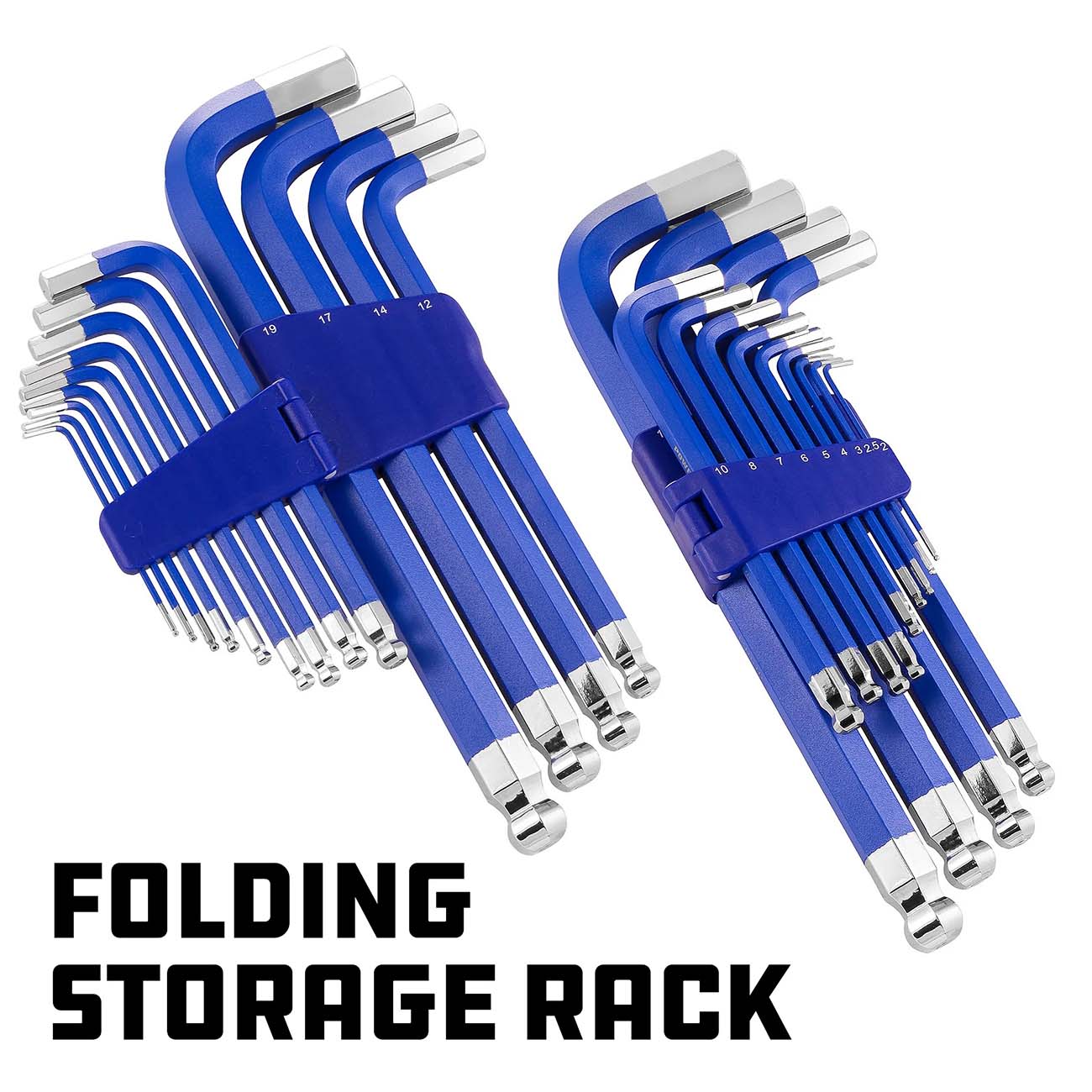 Powerbuilt Blue Metric Long Arm Magnetic Hex Key Wrench Set (13 Piece Set) POWERBUILT