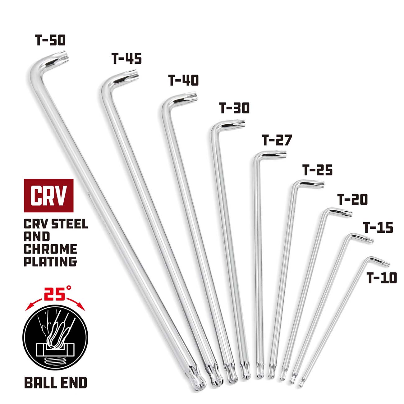 Powerbuilt Stubby Long Arm Torx Key Wrench Set (9 Piece Set) POWERBUILT