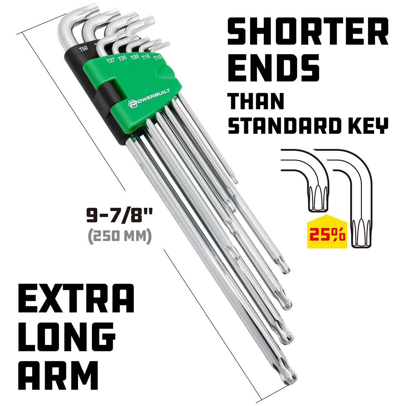 Powerbuilt Stubby Long Arm Torx Key Wrench Set (9 Piece Set) POWERBUILT