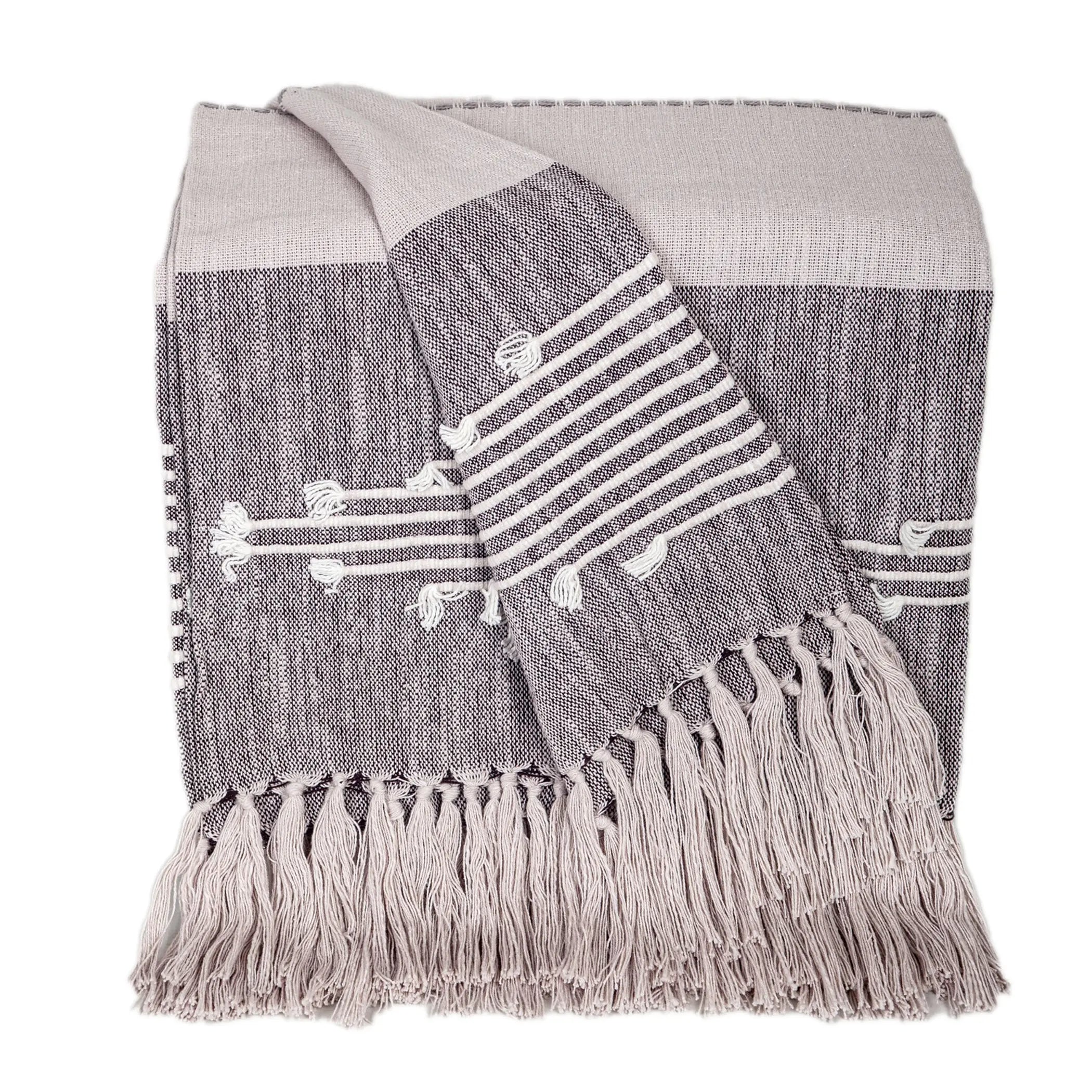 Premium Cotton Slub Throw with Tassels from Parkland Collection Parkland Collection