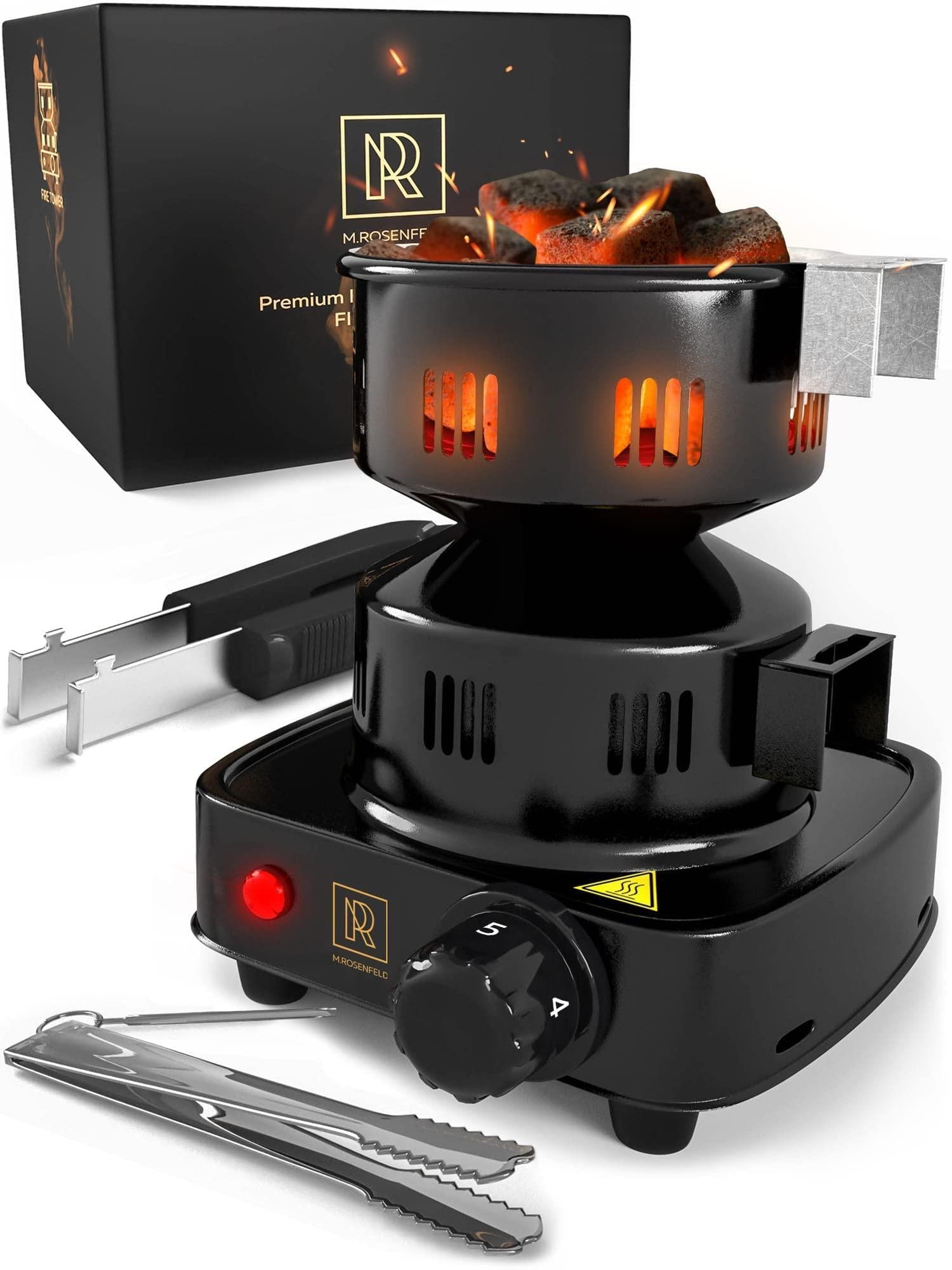 Premium Hookah Coal Burner for Hookah – FIRE Tower Multipurpose Electric Stove for Hookah coals Burner for Shisha Free Hookah Tongs overheat Protection Hookah Charcoal Burner for Hookah Cubes M. Rosenfeld